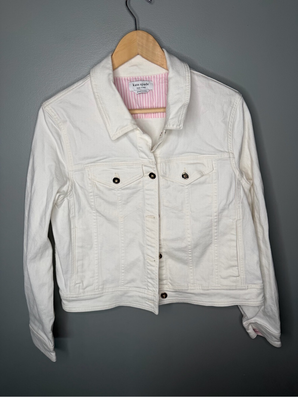 Kate Spade New York Classic Denim Jacket - White - Picture 3 of 12